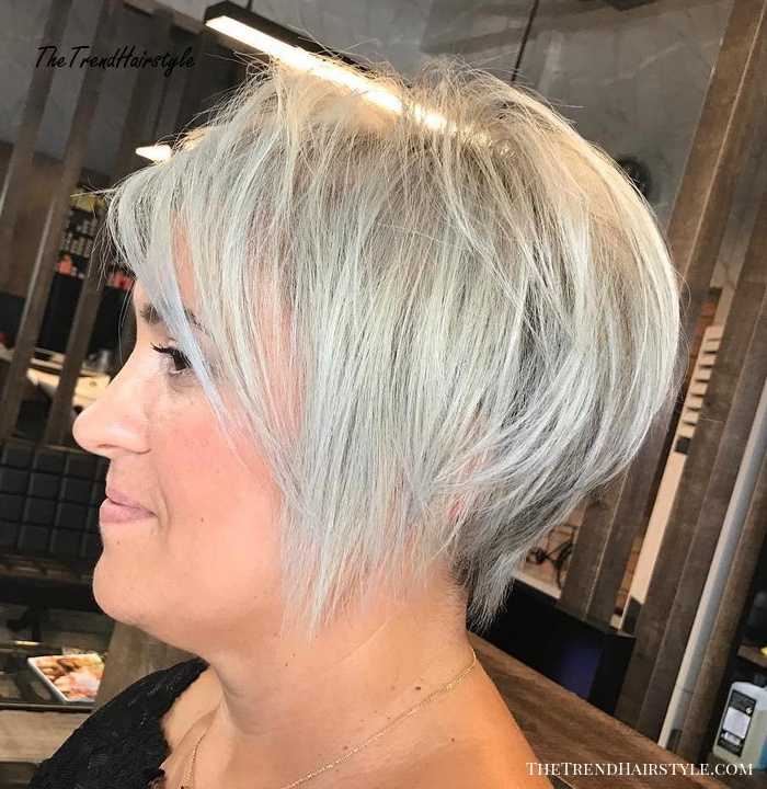 Long Angled Pixie Cut Women over 40