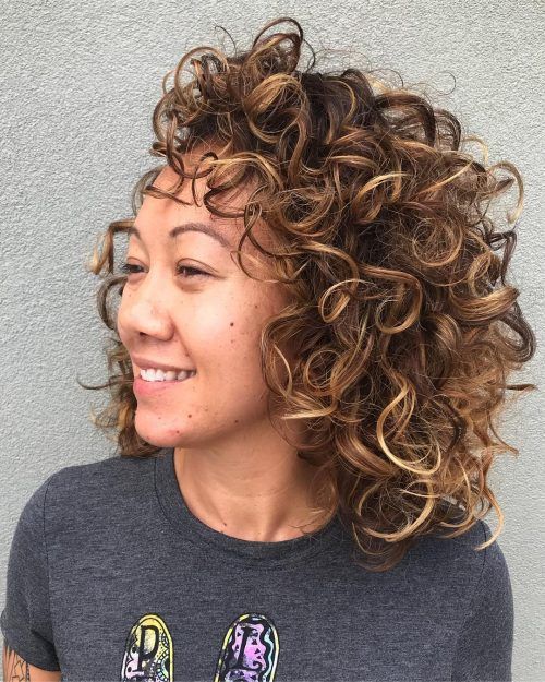 Caramel Curly Hair Highlights