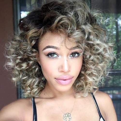 Ash Blonde Highlights Curly Hair