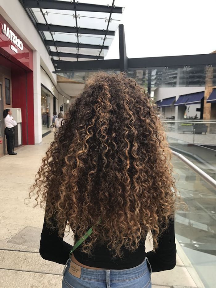 Long Black Curly Hair With Highlights