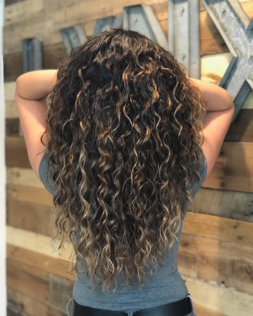 Black Curly Hair With Brown Highlights